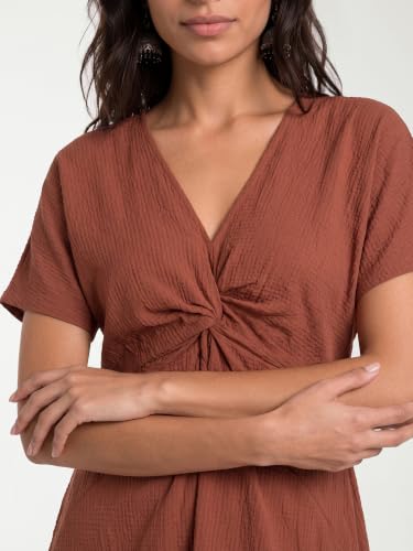 Max Women Twisted Detail A-Line Dress (Brown_XS)
