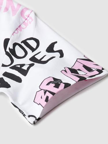 Max Girls Cotton Regular Fit Printed Cropped T-Shirt (S24EBT50WHITE)_11-12Y