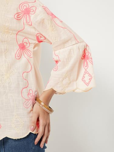 Max Women Embroidered Tunic (Off White_S)