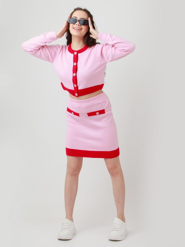 Zink Z Women's Pink Solid Fitted Co-Ord Set