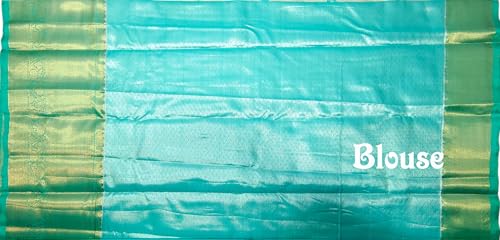 VFCollections Women's Traditional Handloom Kanchipuram Silk Pure Pattu Sarees – Peacocks Border | Rich Zari Woven Design | Bridal Saree | Unstitched Blouse (VFC688-1)