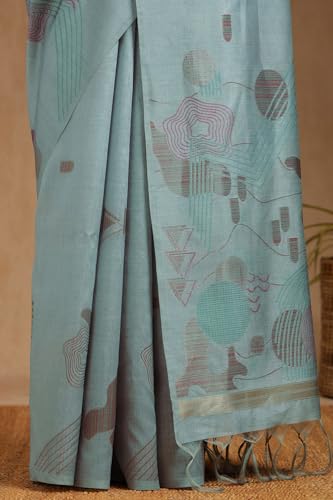 Soch Womens Grey Tussar Woven Design Saree