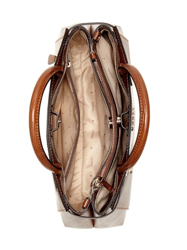 Guess Cognac Textured Magnet Melinda Triple Comp Satchel Bag