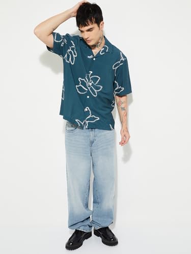 Max URB_N Men Printed Relaxed Fit Shirt(Blue_XL)