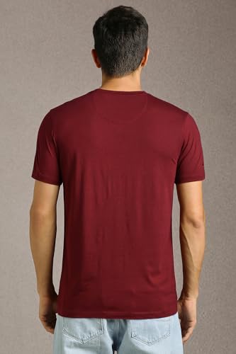 Louis Philippe Men Maroon Graphic Print Crew Neck T-Shirt