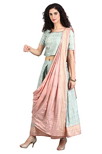 W for Woman Women's Rayon Salwar Suit Set (19FEWS12330-112517_Green_6)