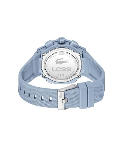 Lacoste LC33 Women’s Analog-Digital Quartz Watch with Chronograph, Alarm and Calendar, Light Blue, 40 MM, Modern