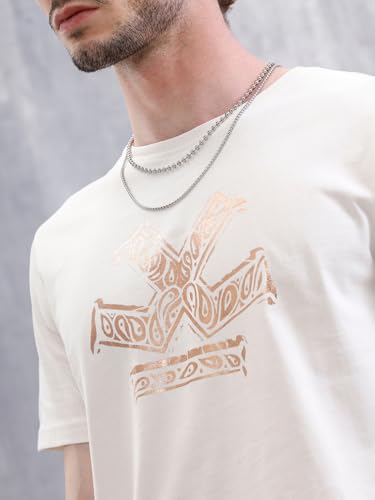 WROGN Men's 180 GSM Pure Cotton T-Shirt | Graphic Print | Slim Fit