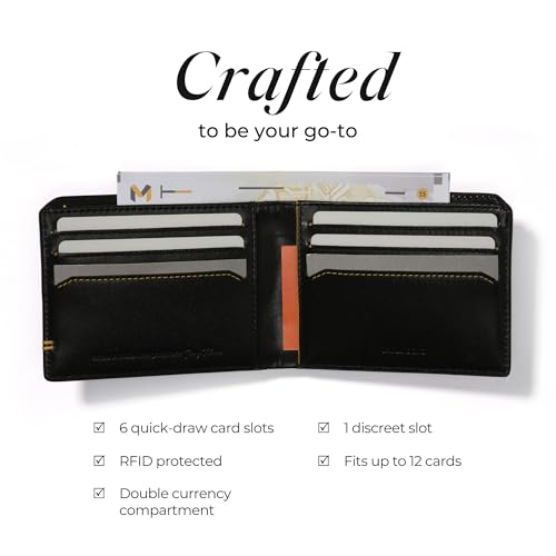 MOKOBARA Stash Bifold Wallet Leather Original RFID Blocking Purse Black