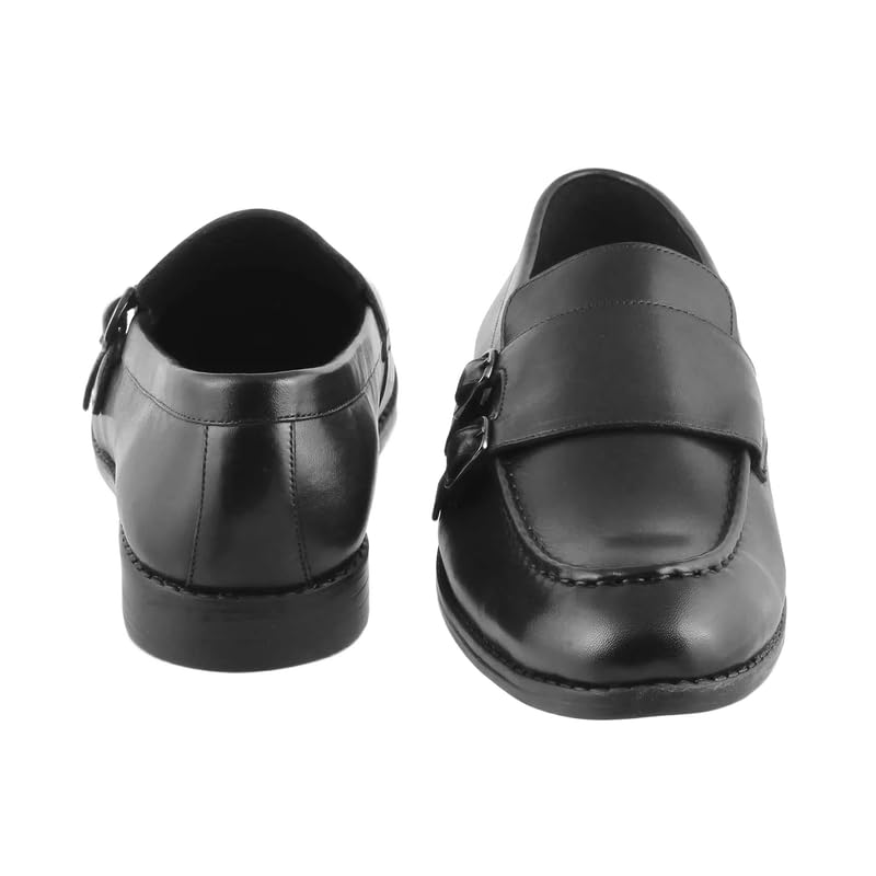 tresmode Bondy Black Men's Double Monk Shoes in Size 11 UK (45 EU)
