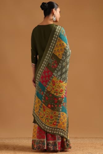 Soch Womens Green Viscose Blend Ethnic Motifs Zari Embroidered Salwar Suit With Sequin