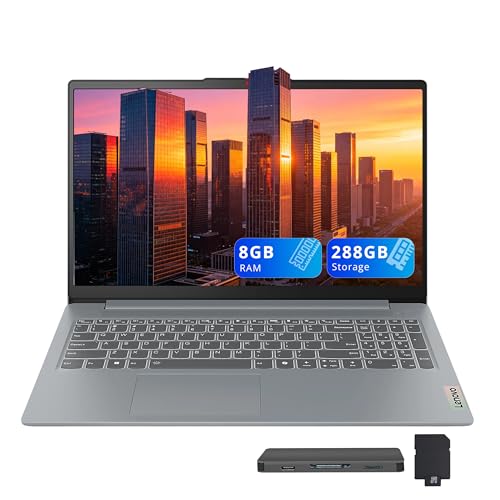 Lenovo IdeaPad Slim 3 15.6" Anti-Glare FHD Laptop, Intel Processor N150, Intel Graphics, 8GB RAM, 288GB Storage(128GB UFS+160GB Docking Station Set), Long Battery Life, Wi-Fi 6, Win11 Home, Grey