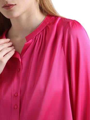 ONLY Women Solid Polyester Pink Shirt