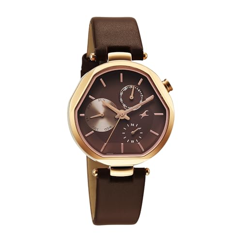 Fastrack TIK Tok 5.0 Quartz Brown Shaped Dial Women's Watch | Leather Strap Material | Watches for Women Analog - 6319WL01