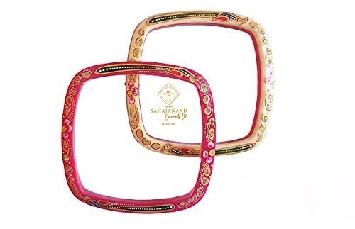 Sahajanand Ornaments Ltd Sahajanand Ornaments Chudi | Bangles | Thanksgiving | Gift for Loved-one | Set of 2 | All Occasions | Dailywear Shining Warrantee (20 K Gold with Certificate (Red, 2.6)