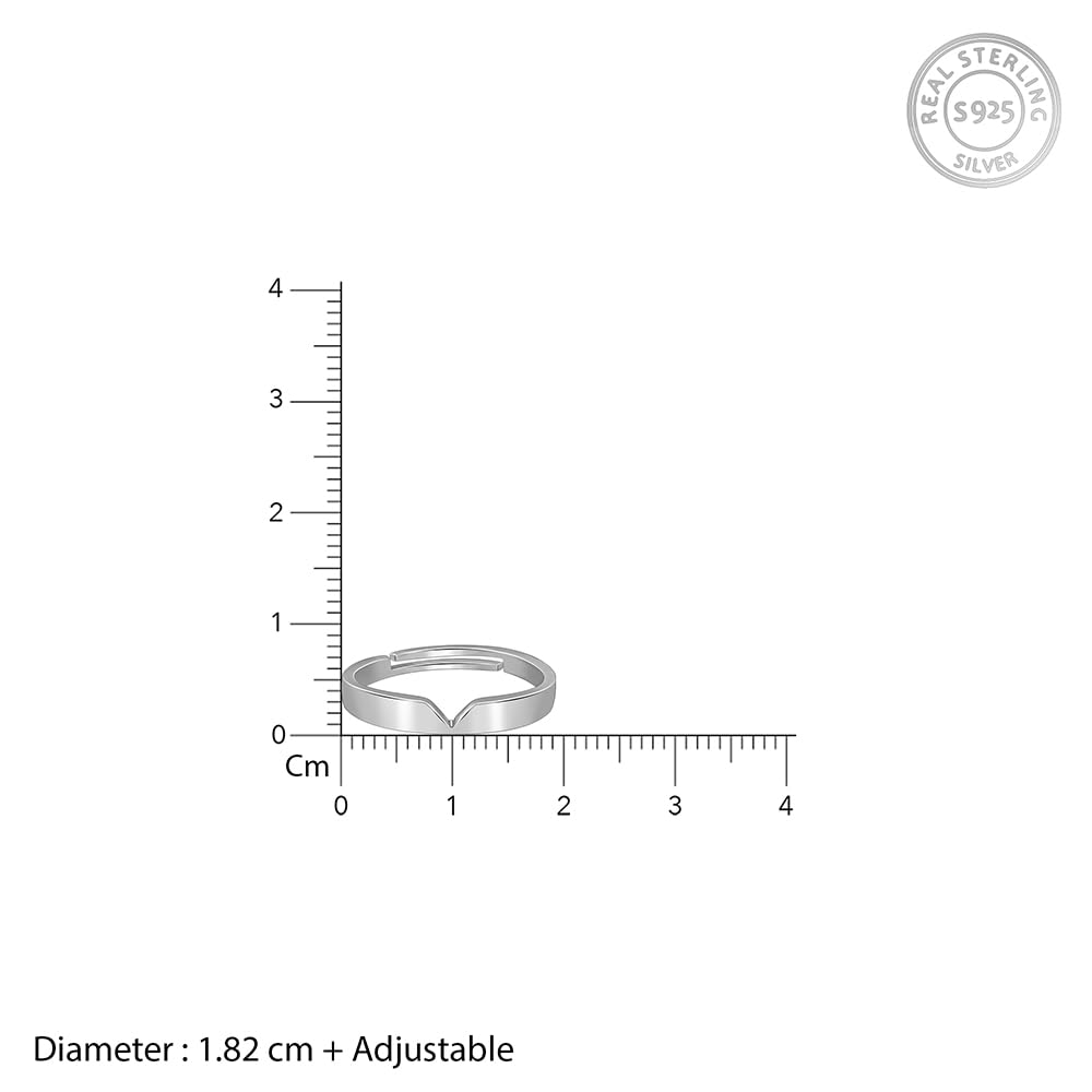 GIVA 925 Silver Classic V Ring For Him - 20, Adjustable | Gifts for Men and Boys| With Certificate of Authenticity and 925 Stamp | 6 Months Warranty
