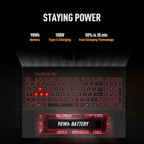 ASUS TUF A16,AMD Ryzen 9 8940HX, Gaming Laptop(RTX 5070-8GB/115W TGP/16GB/1TB /2.5K QHD+/16"/165Hz/90WHrs/Windows 11/M365 Basic (1Year)*/Office Home 2024/Jaeger Gray/2.2 Kg) FA608PP-QT014WS