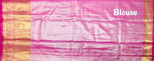 VFCollections Women's Traditional Handloom Kanchipuram Silk Pure Pattu Sarees | Rich Zari Woven Design | Bridal Saree | Unstitched Blouse-8 (VFC725-3)