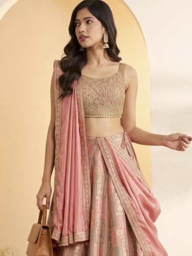 BIBA Silk Solid Kalidar Wedding Blouse With Lehenga And Dupatta