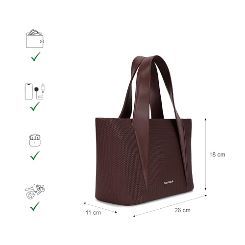 Mocha Plait Satchel | Faux-Leather Women's Handbag | Dual Carry with Braided Texture & Zipper Closure