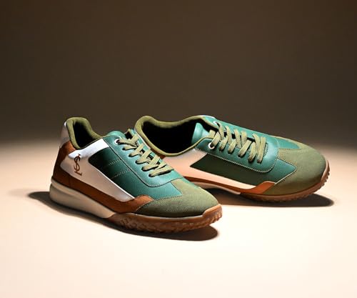 LOUIS STITCH Green and Tan Sneaker for Men | Comfortable Sneaker | LSP-SNK-AVI004 | UK-10