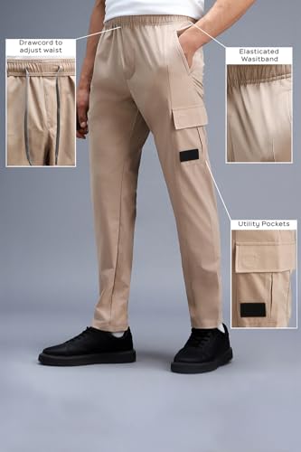 Men Beige Solid Casual Track Pants