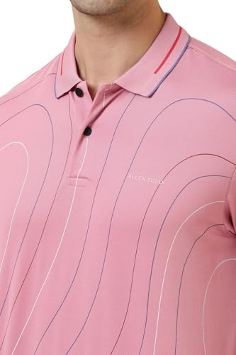 Allen Solly Men Pink Printed Polo Neck T-Shirt