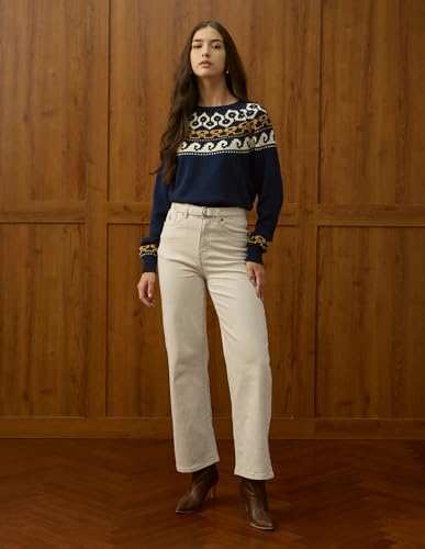 U.S. POLO ASSN. High Rise Wide Leg Jeans (UWAW25JEN424_White_30)