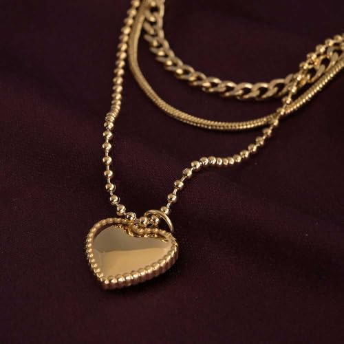 PALMONAS 18k Gold Plated Gilded Affection Layered Necklace for Womens - Waterproof & Anti-Tarnish, Gift for Girls & Women
