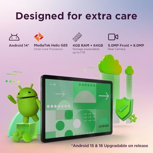 Lenovo Tab| 10.1 Inch Display| Wi-Fi Only| 4 GB RAM + 64 GB ROM (Expandable up to 1 TB)| Metal Body| Dual Speakers with Dolby Atmos| Android 14| Color: Polar Blue