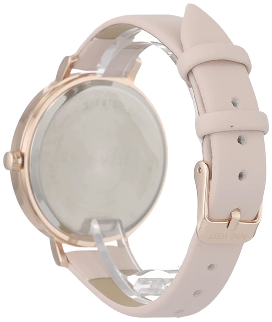 Nine West Women's Floral Dial Strap Watch, Pink/Rose Gold, Japanese