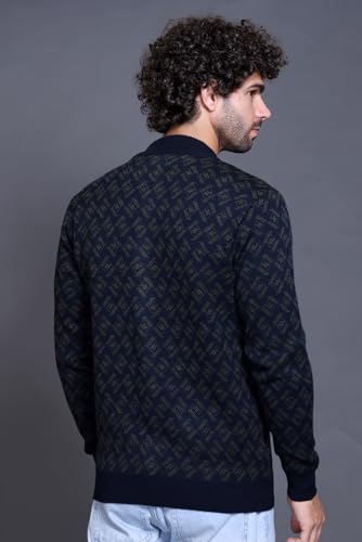 GODFREY Acrylic Zipper Turtle Neck Sweaters for Men, Black, 2XL