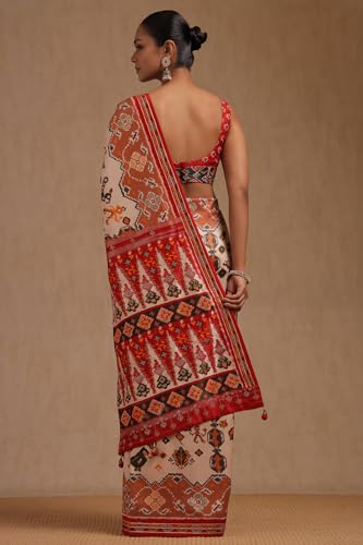 Soch Womens Multicolour Dola Silk Ethnic Motifs Saree With Stone Work
