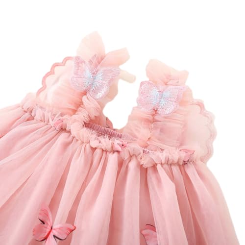 Hopscotch Girls Sequin Butterfly Ruffle Strap Dress in Peach Color for Age (9-12 Months)
