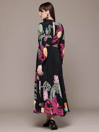 Label RITU KUMAR Black Jessie Crew Neck Long Dress
