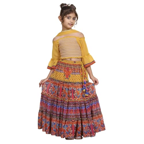 Biba Girl's Polyester Lehenga Set (KWPRSMKT6453AW25MLTI_Multicolor_2 3 Years)