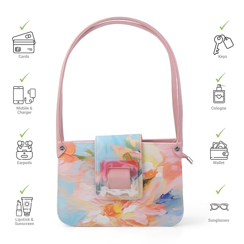 Metro Women Black PU Floral Printed Shoulder Bag with Dual Compartments(66-356)
