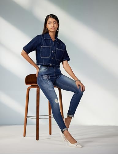 VERO Moda Women's Skinny Jeans (10185565_Dark Blue Denim_27)