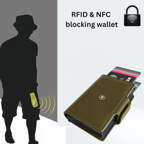 Bracevor Leather Wallet with Dual Popup Cardholders for Men Women - Dark Olive | 15-20 Cards | RFID Blocking| Magnetic Closure
