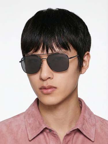 Carlton London Men Premium Polarised UV Protected Black Lens Black Toned Rectangle Sunglasses