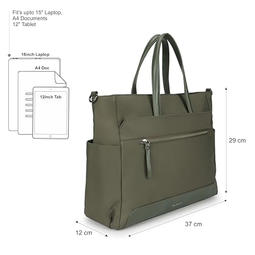 Fastrack Nylon Edit laptop Tote | Nylon Women’s Bag | 2 Compartments, 15" Padded Laptop Sleeve, Bottle Holders, Trolley Sleeve & Dual Carry Straps