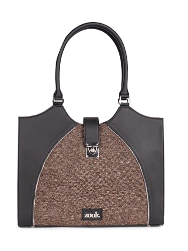ZOUK Harriet Office Bag for Women – Stylish Vegan Leather Laptop Bag with Buckle Detailing | Formal Work Bag with iPad Compartment, Multiple Pockets & Water-Resistant Lining | Bristel