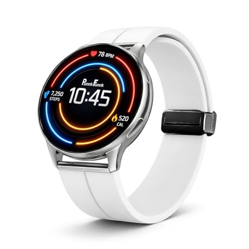 PunnkFunnk Evo Vista Smartwatch for Men & Women | 1.43" AMOLED Full-Touch Round Display | Bluetooth Calling, 120+ Sports Modes, Heart Rate & SPO₂, IP68 Waterproof Smart Watch- (Magnetic White)