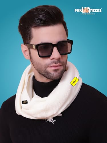 Pick Ur Needs Premium Soft, Warm & Breathable Wool Blend Winter Scarf for Men Fashionable Elegant Muffler (Off white)