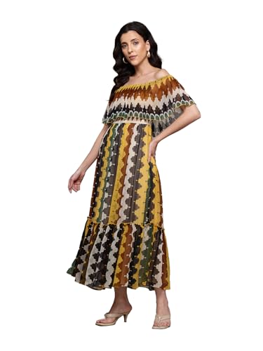 Label RITU KUMAR Multi Color Auriane Off-Shoulder Long Dress