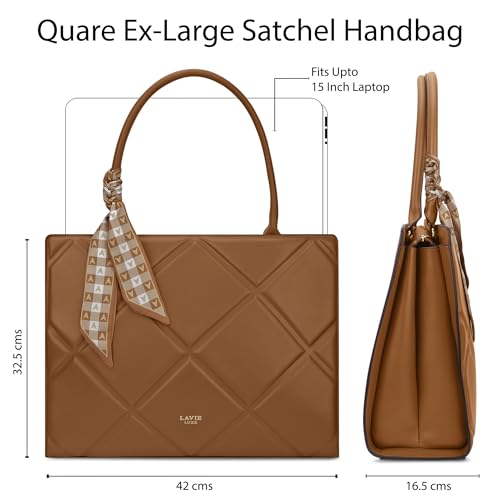 Lavie Luxe Women's Quare25 Medium Debossed Satchel Handbag for Women | Satchel Bag for Work | Ladies purse | Stylish Shoulder Bag | Gift for Women
