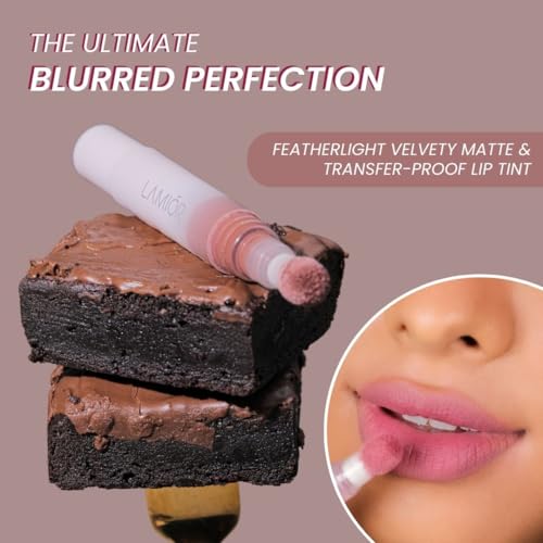 LAMIOR Blurry Fudgy Lip Tint - Combo of 3, Shade - Mocha Drip | Ultra Velvety Matte | Transfer Proof & Hydrating Formula | Long-Lasting Lip Tint with Cushion Applicator | Vegan & Cruelty-Free