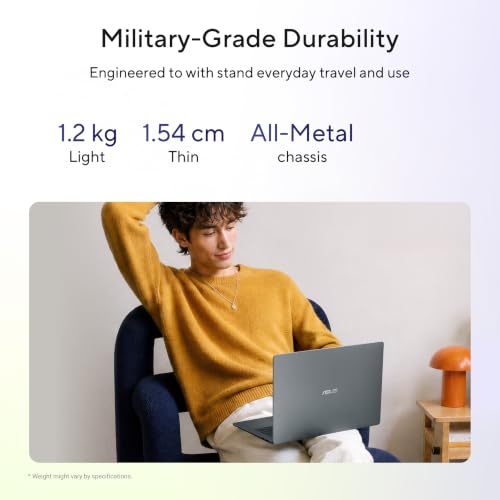 ASUS Vivobook S14 (2026),Intel Core 7 350,NPU up to 17TOPS, Intel iGPU, 16GB RAM, 512GB SSD, FHD+, 14"(35.5 cm),Windows 11, M365 Basic(1Y),Office 2024, Matte Gray, 1.2 Kg, S5452MA-TM197WS,AI Laptop