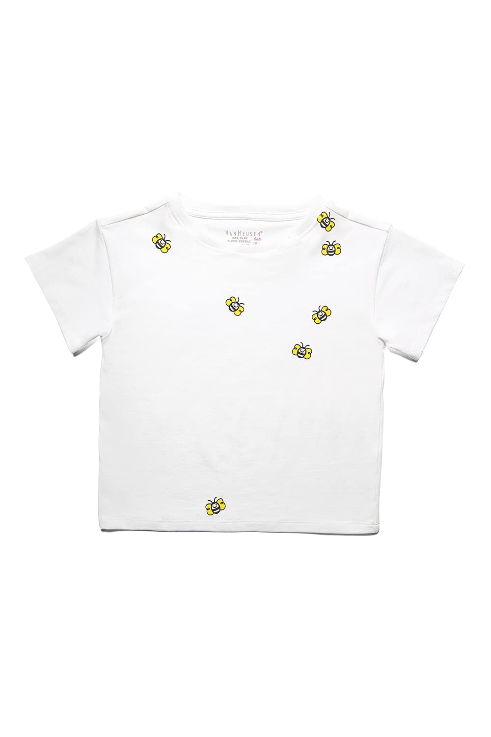 Van Heusen Girls Ultra Soft T-Shirt - Power Plus Cotton Spandex - Crew Neck, Short Sleeve_56401_White_9-10 Years