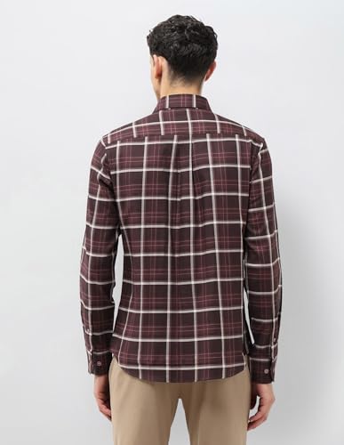 U.S.Polo ASSN. Men's Checkered Tailored Fit Shirt (USSHTP1154_Maroon